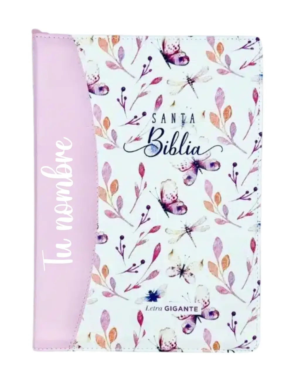 Biblia Personalizada con Nombre Rosada - Letra Gigante de 15 Puntos Reina Valera 1960 Tamaño Grande con Ziper