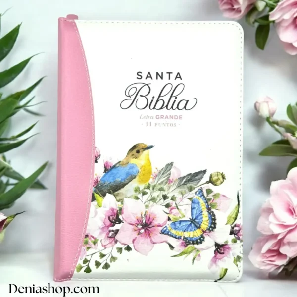 deniashop-biblia-rosado-diseño-floreado-letra-grande-reina-valera-1960