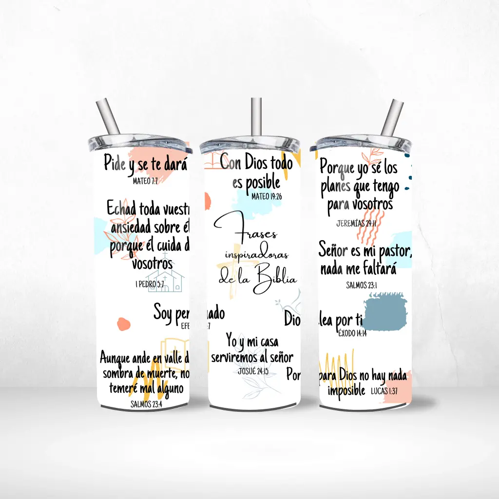 Frases Inspiradoras de la Biblia Vaso de 20oz
