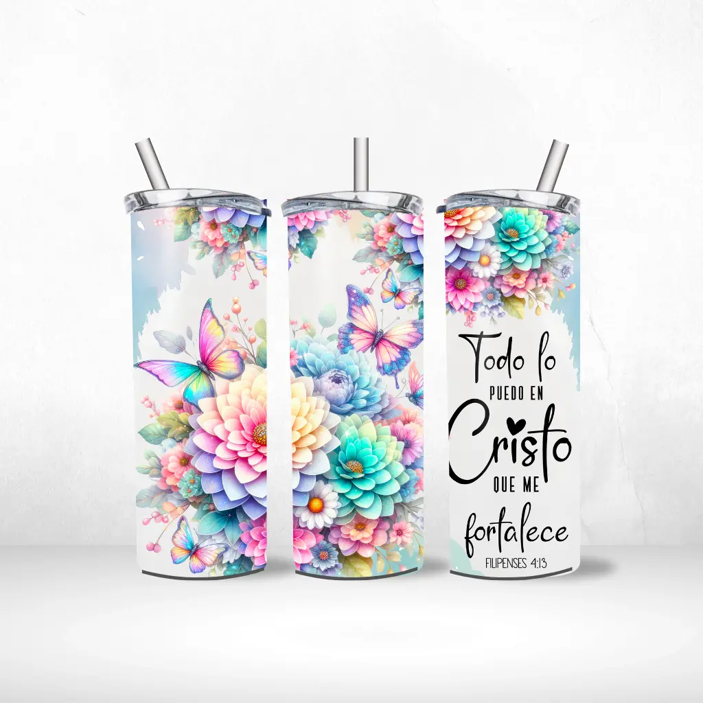 Todo lo Puedo en Cristo que me Fortalece Vaso de 20oz