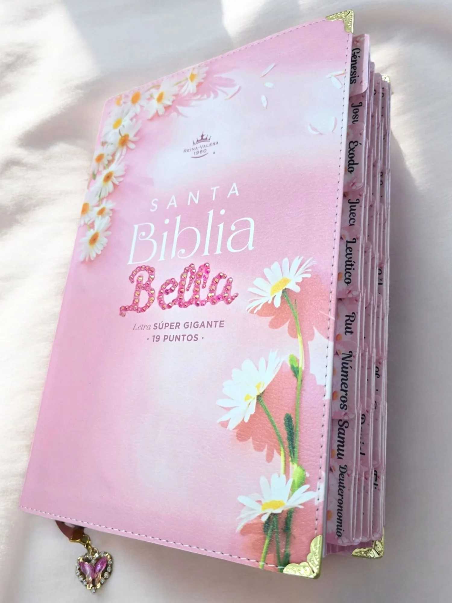 Biblia Rosada Letra Super Gigante 19 Puntos RVR1960 con Piedrería