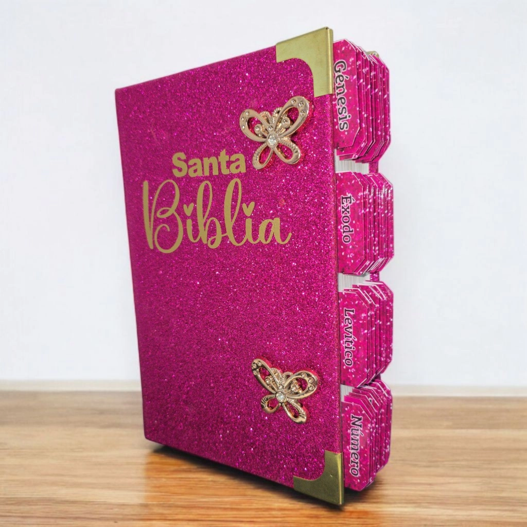 Biblia Fuchsia con brillo Letra Grande de 12 Puntos RVR1960