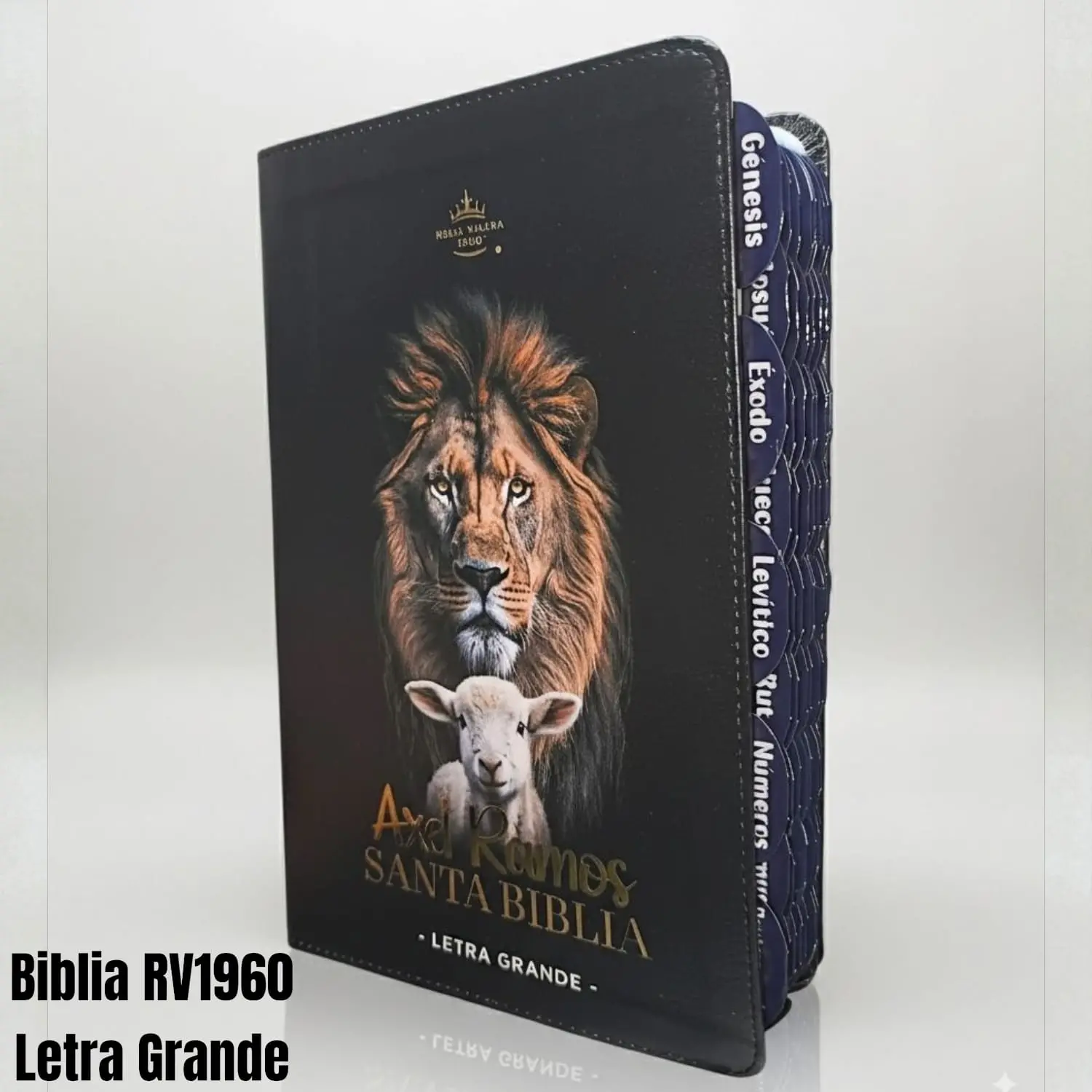 Biblia Personalizada de León - Letra Grande de 12 Puntos - Reina Valera 1960 - Tamaño Manual - Español