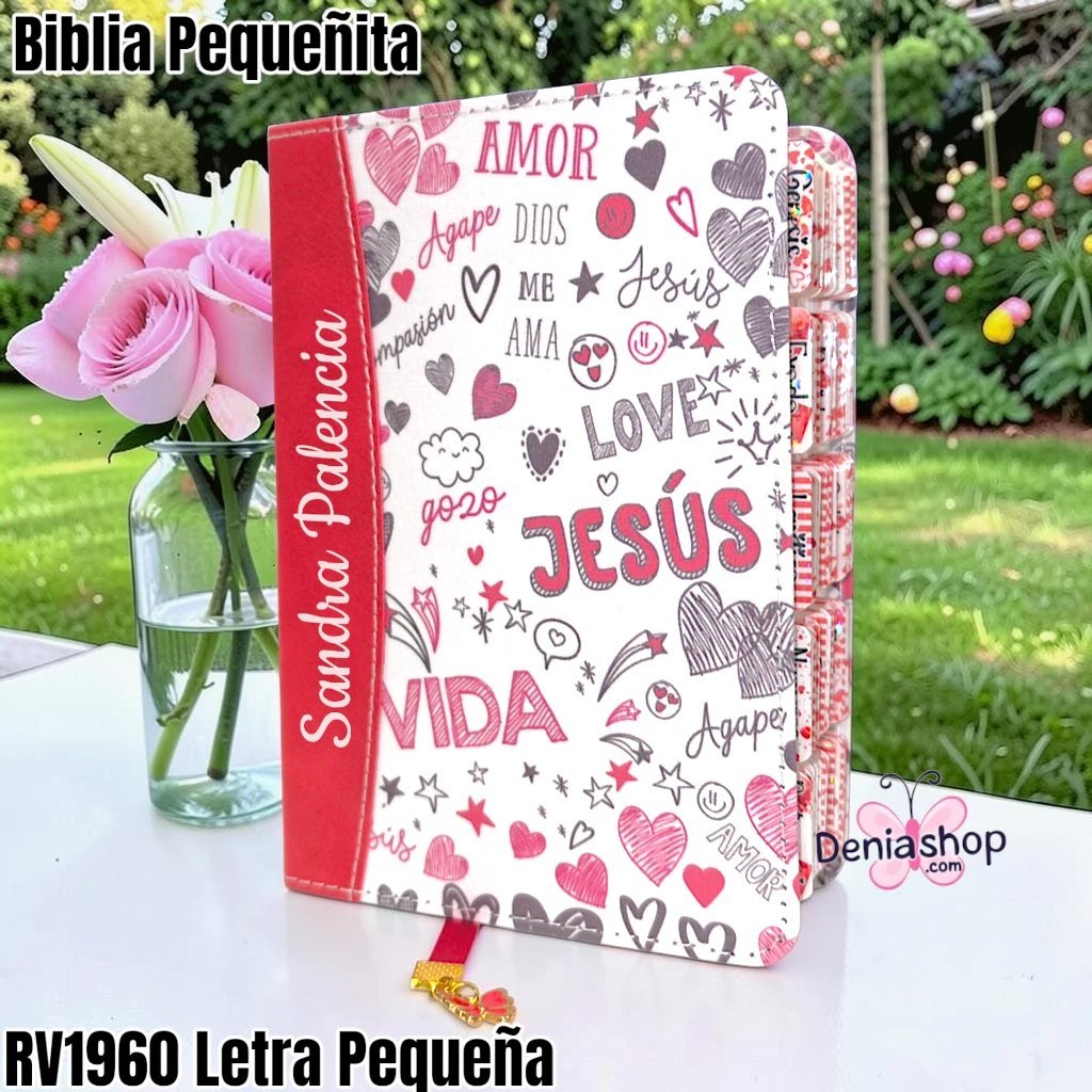 Biblia Personalizada Pequeñita Roja - Letra Pequeña de 8 Puntos - Reina Valera 1960 - Tamaño Bolsillo - Español