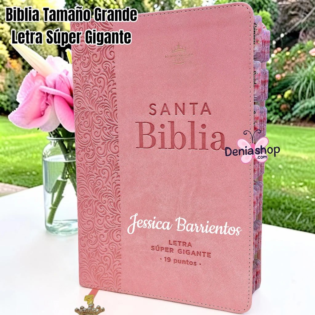 Biblia Personalizada Rosada – Letra Super Gigante 19 Puntos – Reina Valera 1960 – Tamaño Manual – Español