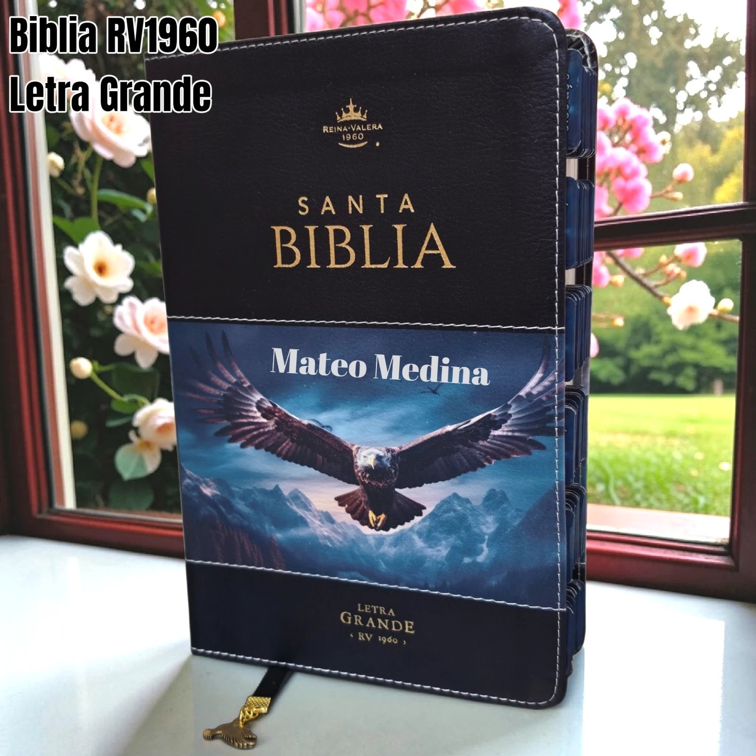 Biblia Personalizada de Águila de Fe - Letra Grande de 12 Puntos - Reina Valera 1960 - Tamaño Manual - Español