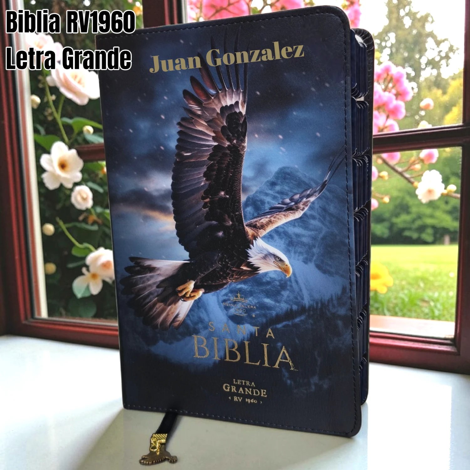 Biblia Personalizada de Águila - Letra Grande de 12 Puntos - Reina Valera 1960 - Tamaño Manual - Español