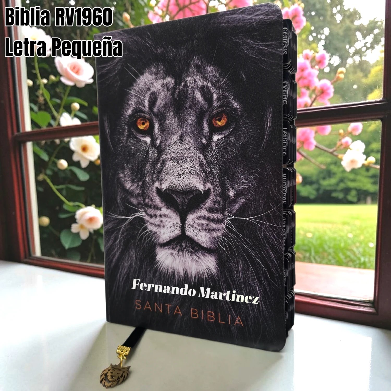 Biblia Personalizada de León de Judá - Letra Pequeña de 10.5 Puntos - Reina Valera 1960 - Tamaño Manual - Español
