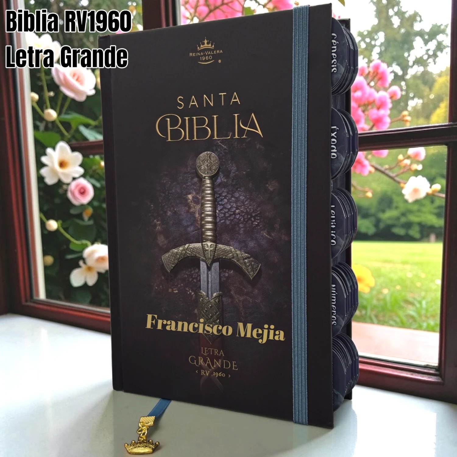 Biblia Personalizada de Espada - Letra Grande de 12 Puntos - Reina Valera 1960 - Tapa Dura - Tamaño Manual - Español