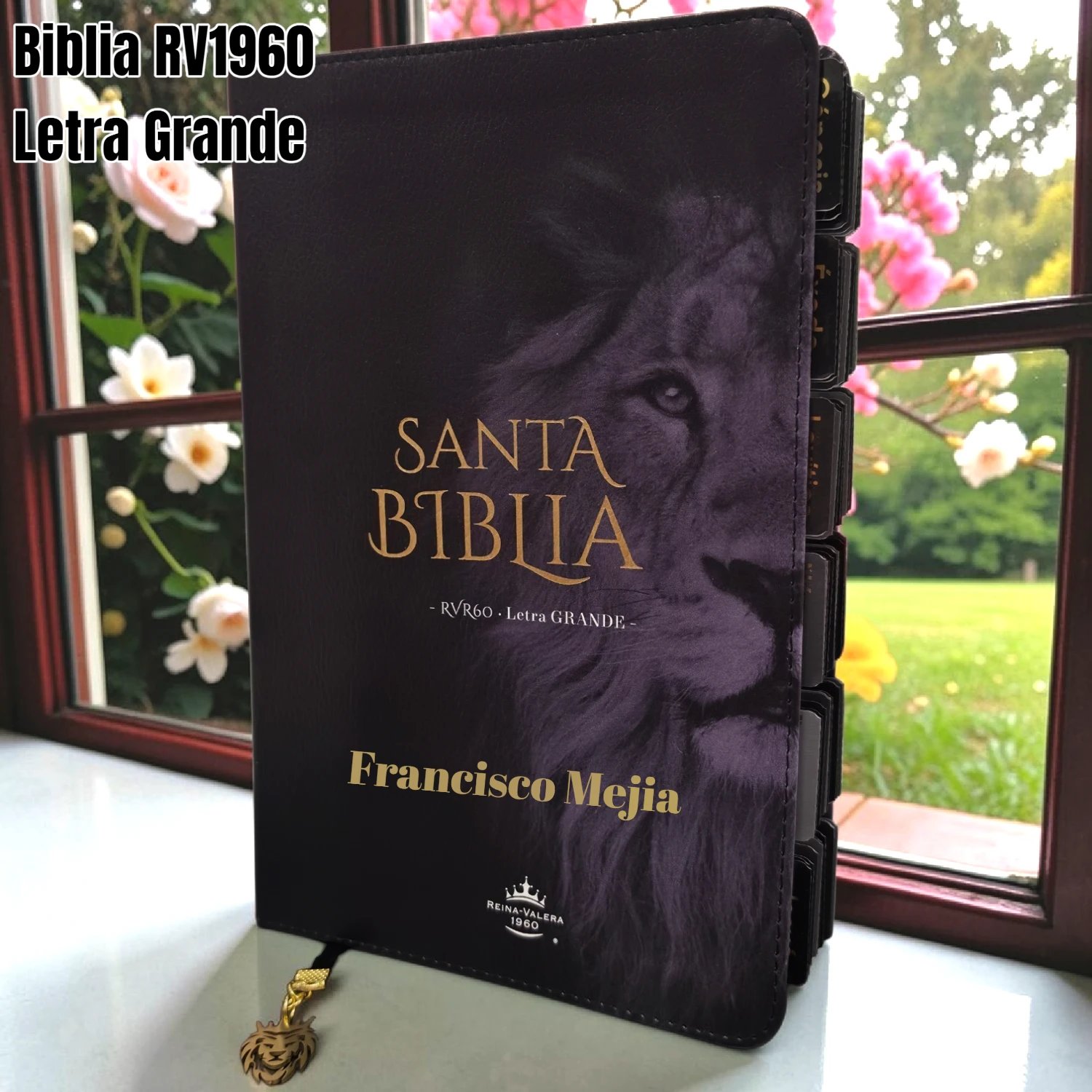 Biblia Personalizada León Victorioso - Letra Grande de 12 Puntos - Reina Valera 1960 - Tamaño Manual - Español