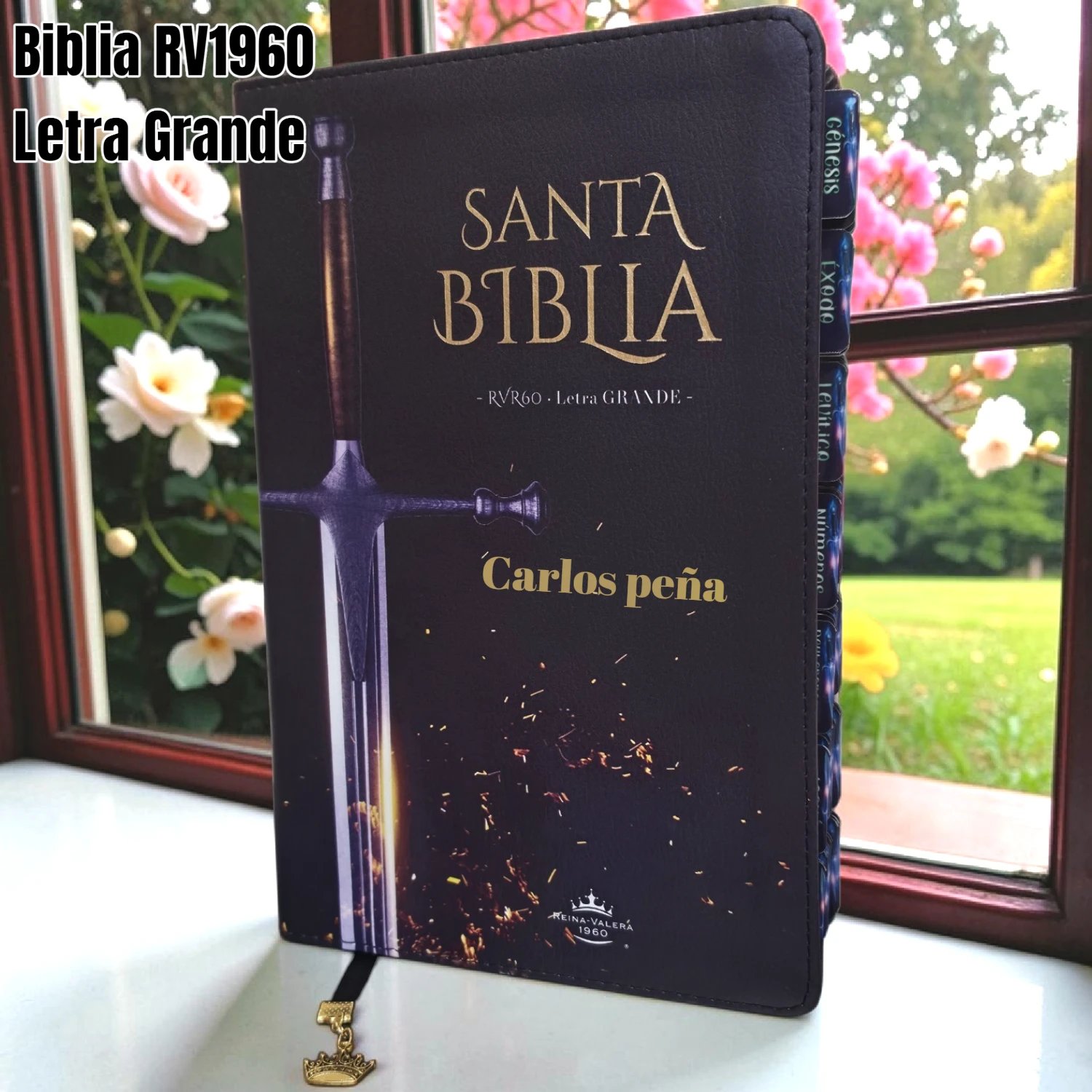 Biblia Personalizada Espada de Victoria - Letra Grande de 12 Puntos - Reina Valera 1960 - Tamaño Manual - Español