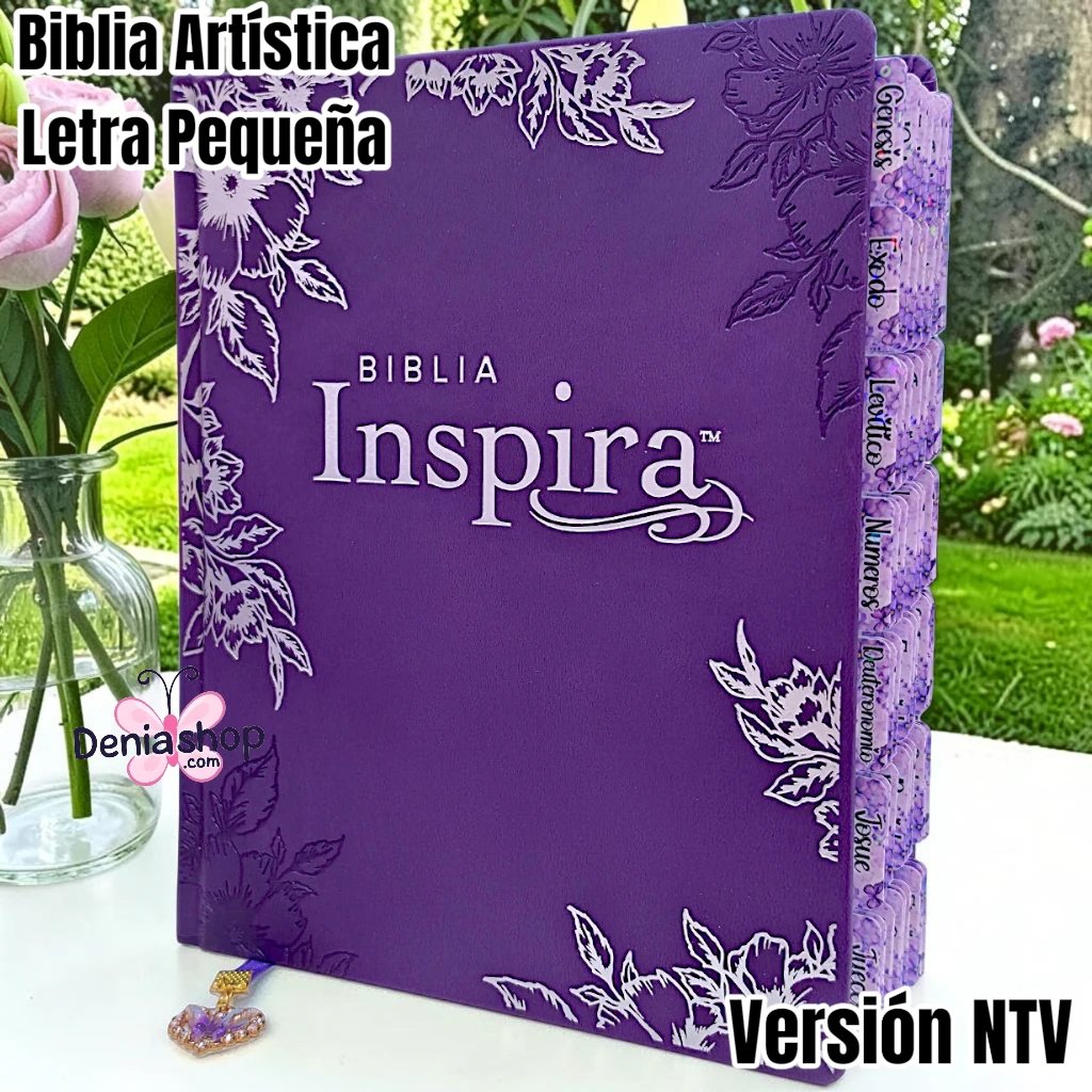 Biblia Personalizada Inspira Morada Artística y para Notas - Letra Pequeña de 8.25 Puntos - Nueva Traducción Viviente - Tamaño Manual - Español