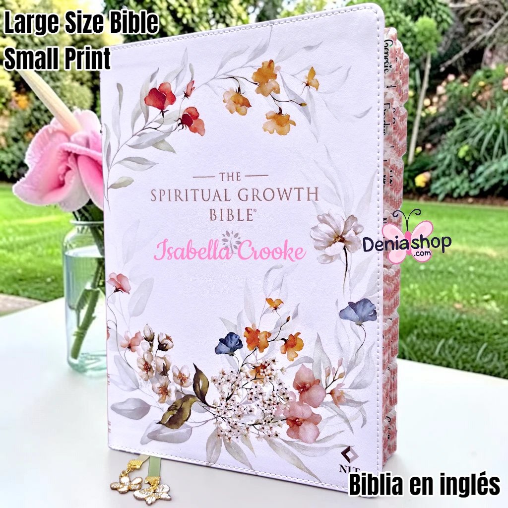 Biblia Personalizada Spiritual Growth Floral - Letra Pequeña de 9 Puntos - Versión NLT - Tamaño Grande - Inglés