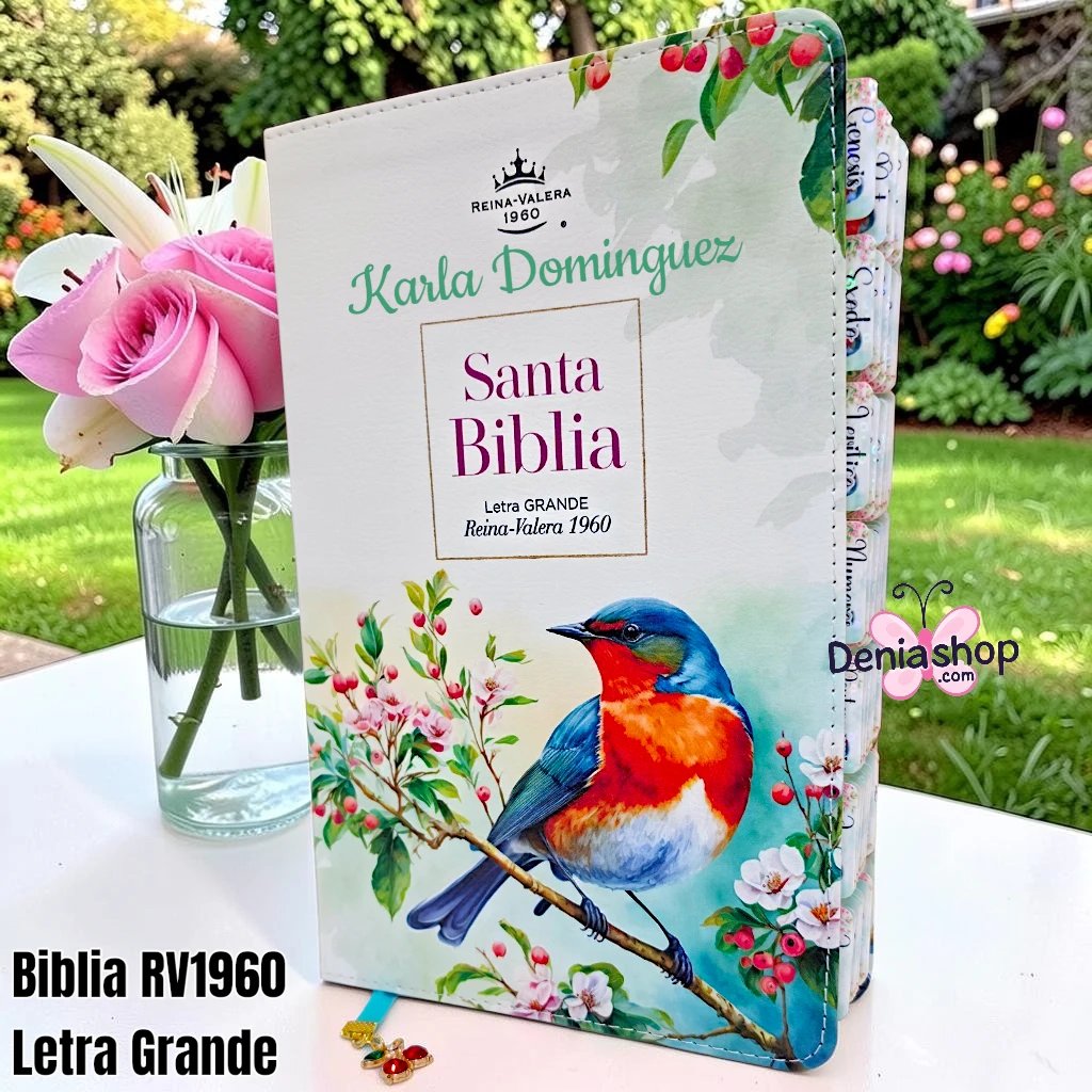 Biblia Personalizada Verde Pajarito - Letra Grande de 12 Puntos - Reina Valera 1960 - Tamaño Regular - Español