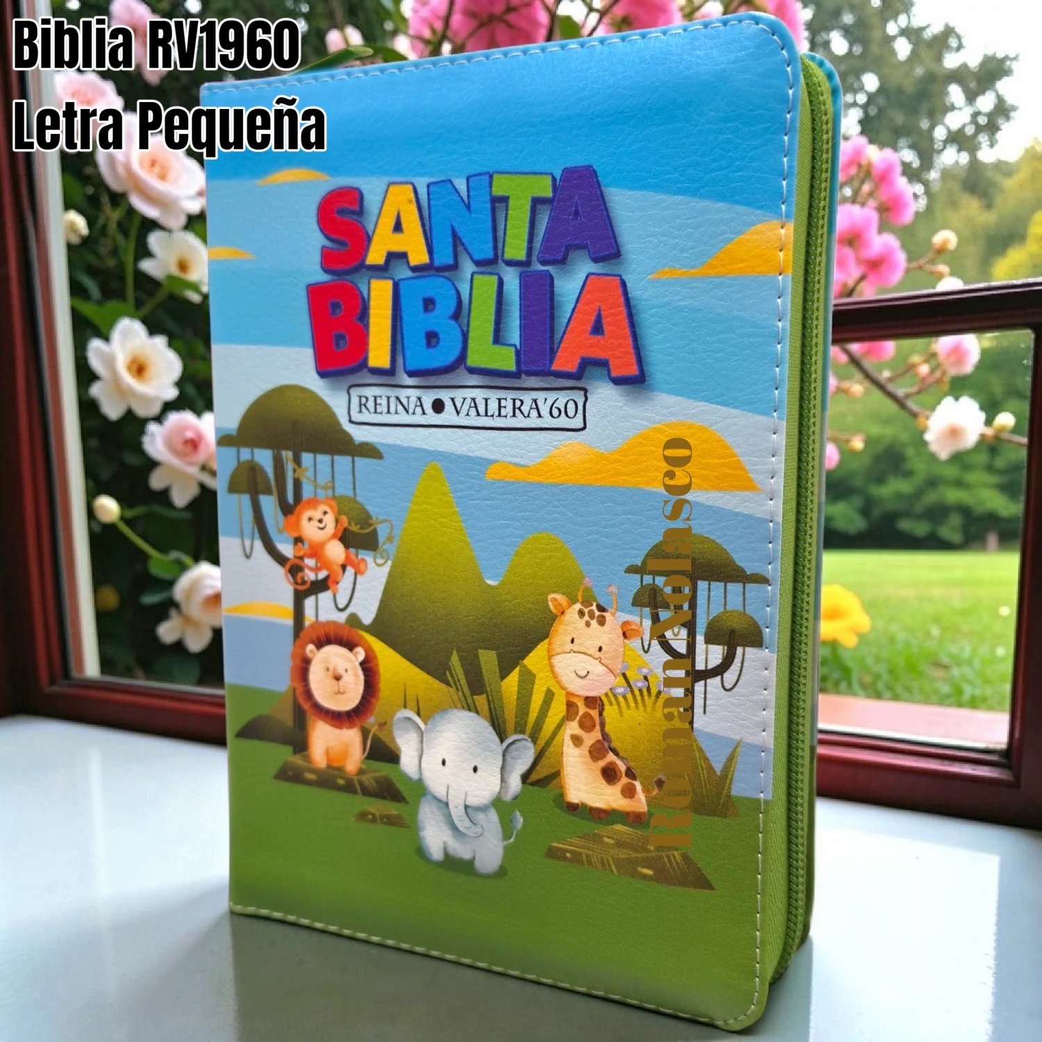 Biblia Personalizada Verde Para Niños - Letra Pequeña de 10 Puntos - Reina Valera 1960 - Tamaño Compacta con Cierre - Español