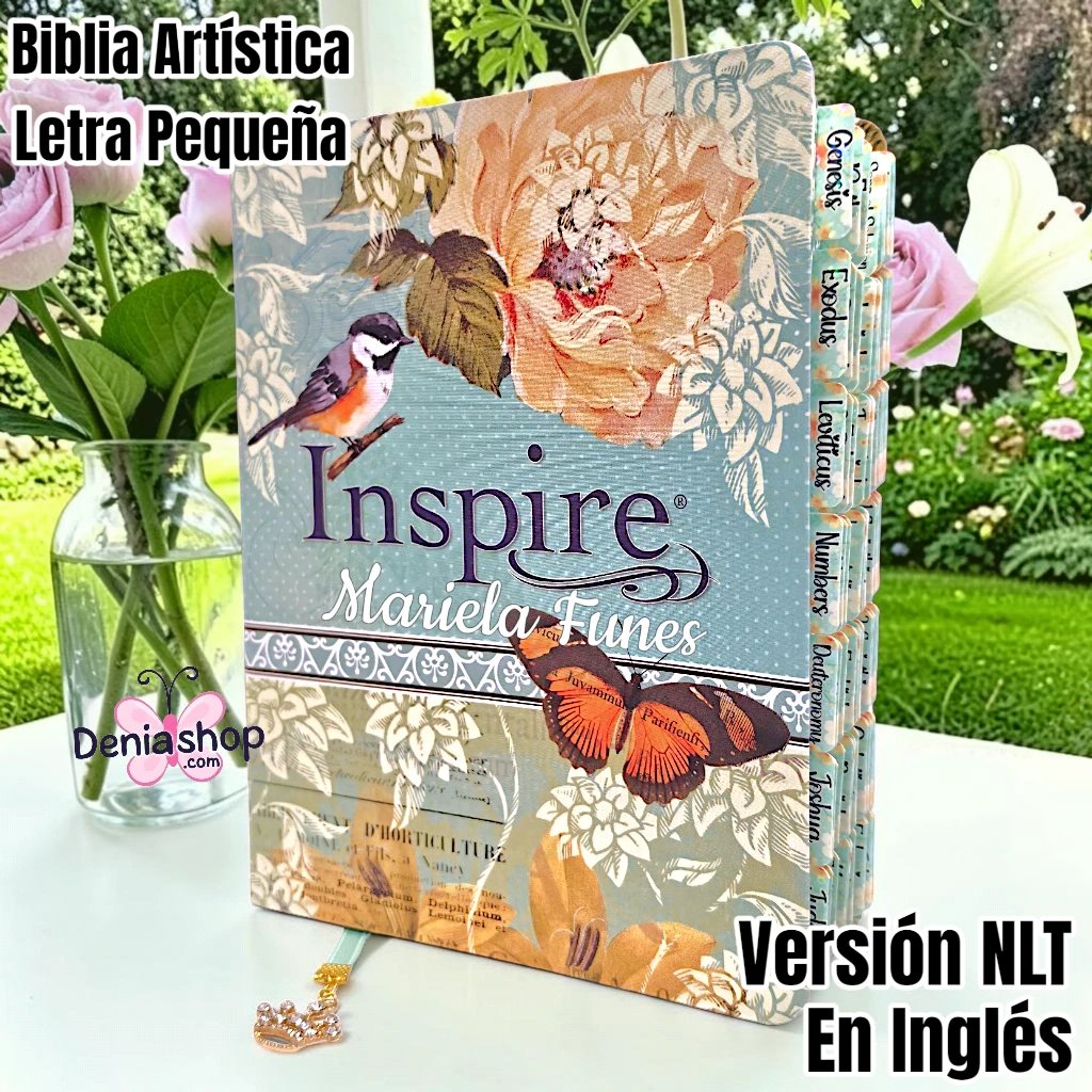 Biblia Inspira Personalizada Aquamarina - Letra Pequeña de 8.65 Puntos - Version NLT - Tamaño Manual - Inglés