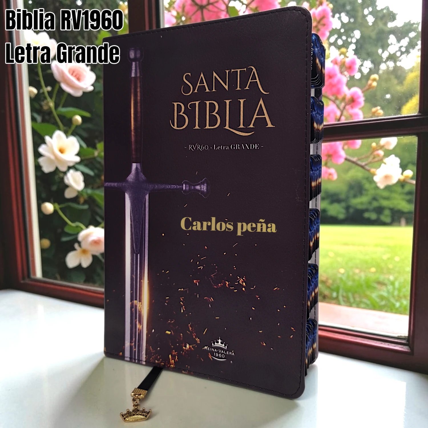 Biblia Personalizada Espada de Victoria - Letra Grande de 12 Puntos - Reina Valera 1960 - Tamaño Regular - Español