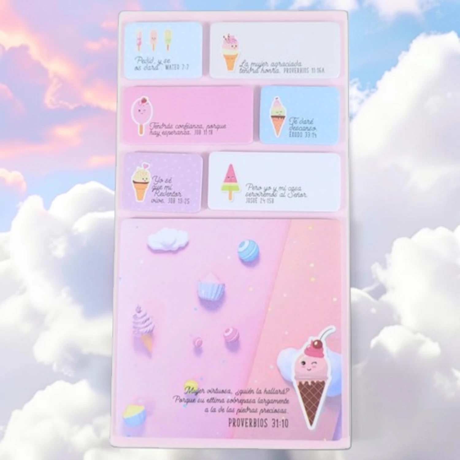 Sticky Notes "Promesas de Dios" – Set de 7 Notas Adhesivas con Versículos Bíblicos