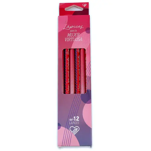 Set de 12 Lápices con Versículos: Mujer Virtuosa