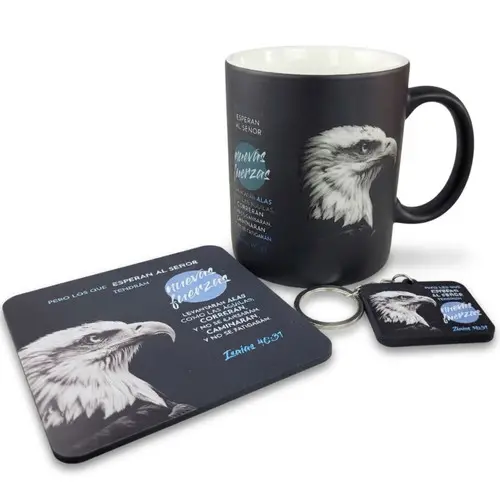Pack Taza, Llavero, y Posavasos: Nuevas fuerzas - Isaías 40:31