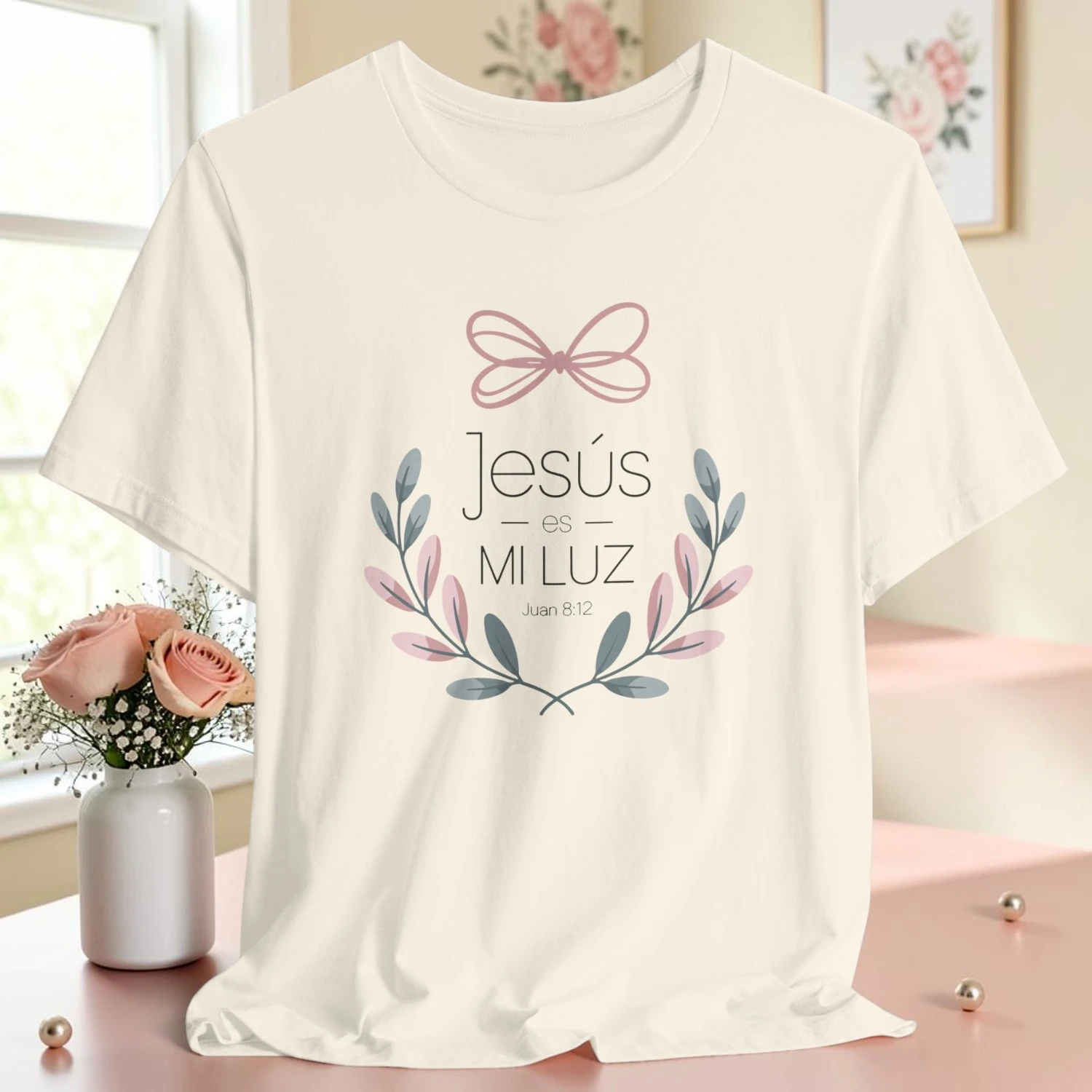 Jesús Es Mi Luz | Camisa Cristiana Floral Premium