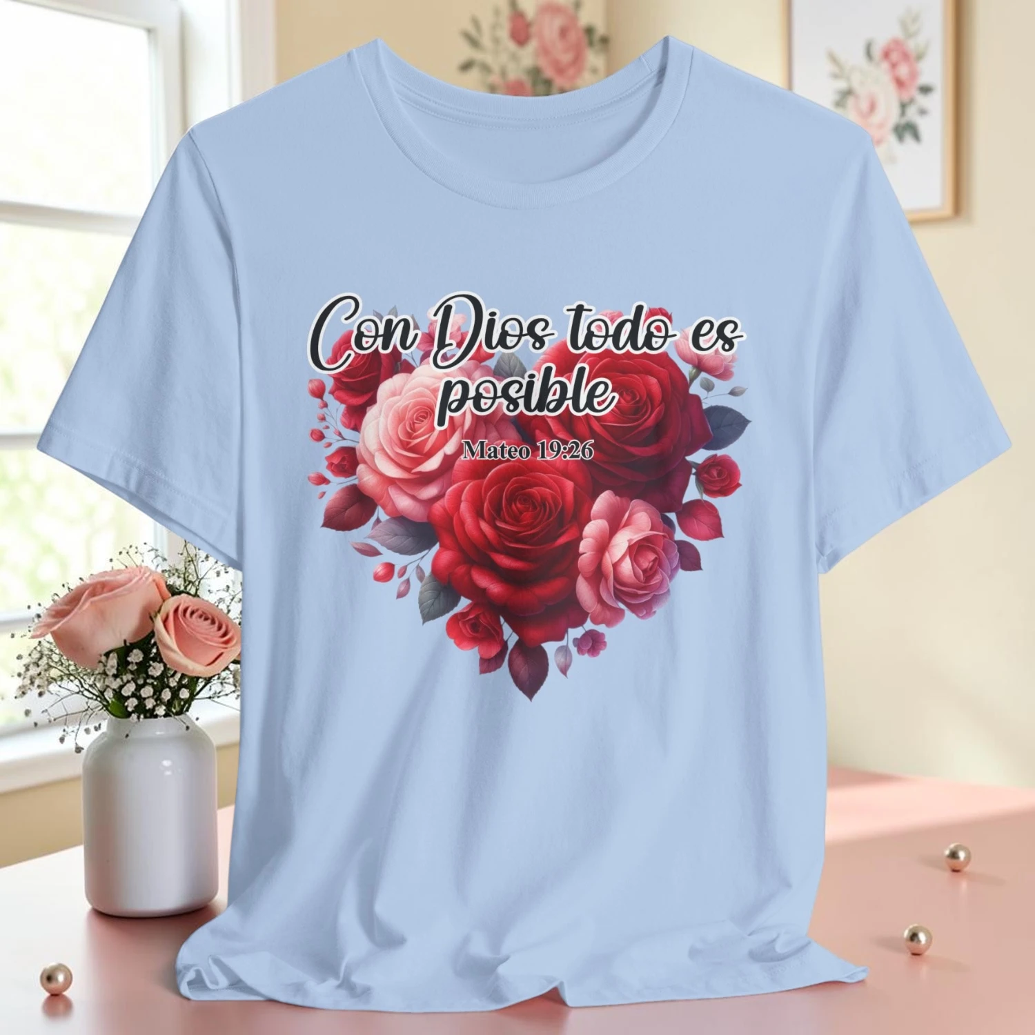 Con Dios Todo Es Posible | Camisa Cristiana Floral Premium