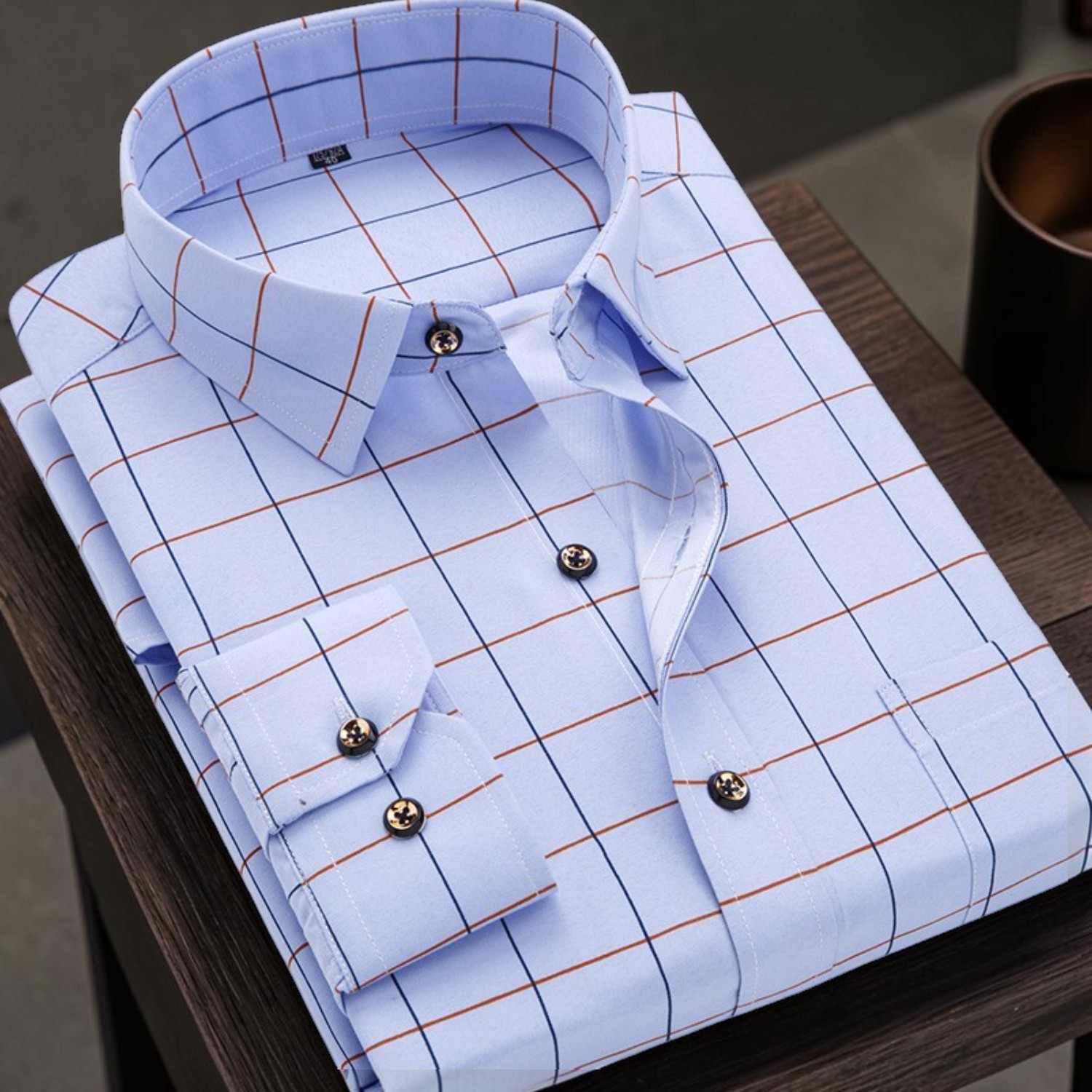 Camisa de Vestir Verde con Estampado de Cuadros para Hombre Manga Larga | Ligera, Transpirable y Elegante 100% Poliéster