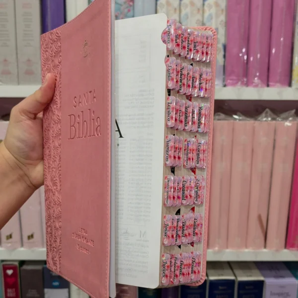 Biblia Personalizada Rosada – Letra Super Gigante 19 Puntos – Reina Valera 1960 – Tamaño Manual – Español