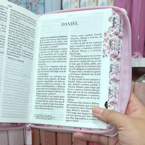 Biblia Personalizada Primaveral Rosada - Letra Grande de 12 Puntos - Reina Valera 1960 - Tamaño Compacta con Cierre - Español