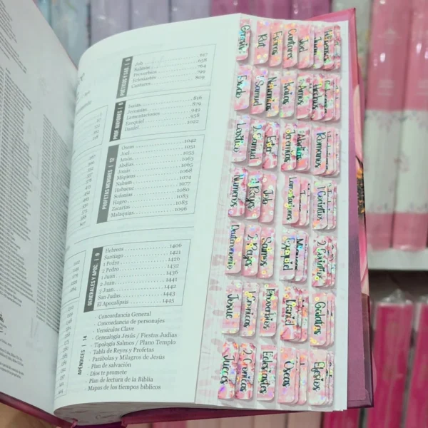 Biblia Personalizada Rosada con Flor - Letra Grande de 12 Puntos - Reina Valera 1960 - Tapa Dura - Tamaño Regular - Español
