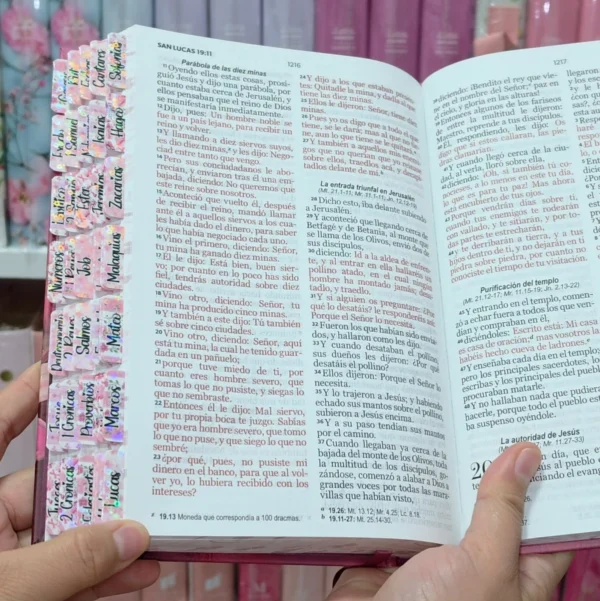 Biblia Personalizada Rosada con Flor - Letra Grande de 12 Puntos - Reina Valera 1960 - Tapa Dura - Tamaño Regular - Español