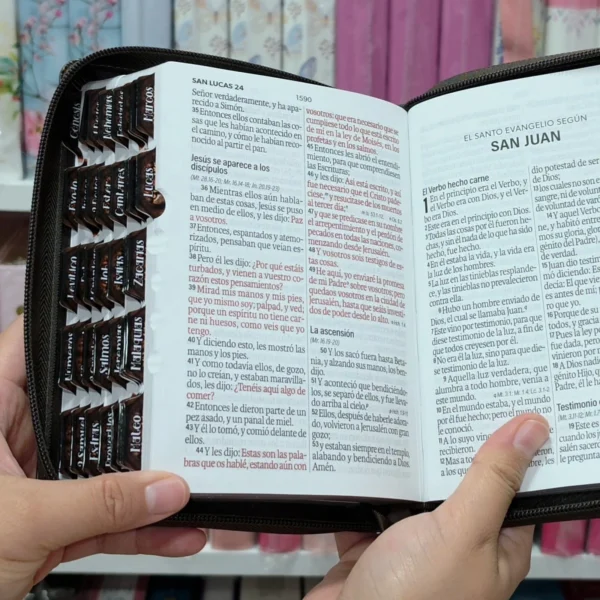 Biblia Personalizada Café con Cara de León - Letra Grande de 12 Puntos - Reina Valera 1960 - Tamaño Compacta con Cierre - Español