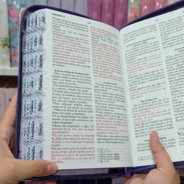 Biblia Personalizada Morada con Mariposas - Letra Grande de 12 Puntos - Reina Valera 1960 - Tamaño Regular con Cierre - Español