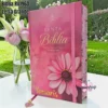 Biblia Personalizada Rosada con Flor - Letra Grande de 12 Puntos - Reina Valera 1960 - Tapa Dura - Tamaño Regular - Español