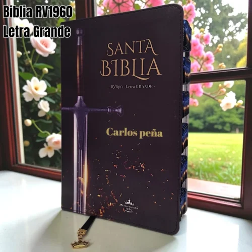 Biblia Personalizada Espada de Victoria - Letra Grande de 12 Puntos - Reina Valera 1960 - Tamaño Regular - Español