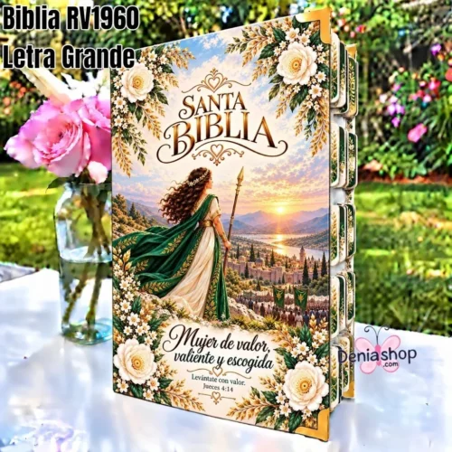 548052.jpg Biblia Personalizada Verde Mujer de Valor - Letra Grande de 12 Puntos - Reina Valera 1960 - Tapa Dura - Tamaño Regular - Español