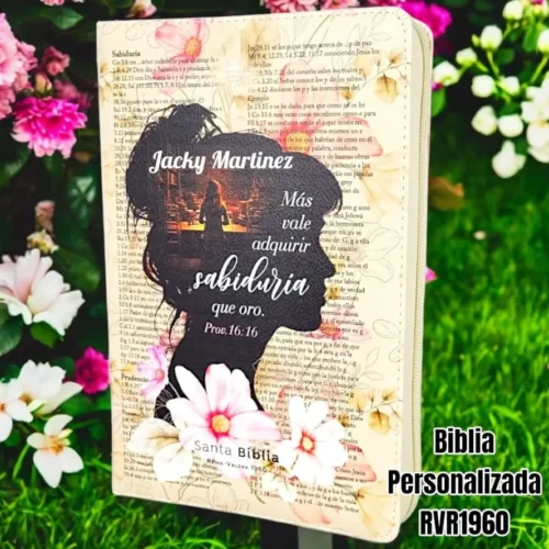 Biblia Personalizada Mujer Sabia - Letra Gigante de 14 Puntos - Reina Valera 1960 - Tamaño Manual con Cierre - Español
